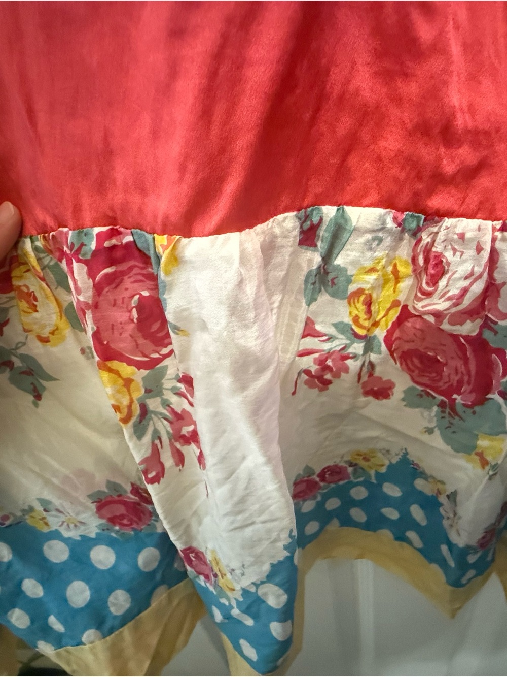 Johnny Was Red and Cream Floral Tiered Patchwork Midi Dress - Picture 4 of 8